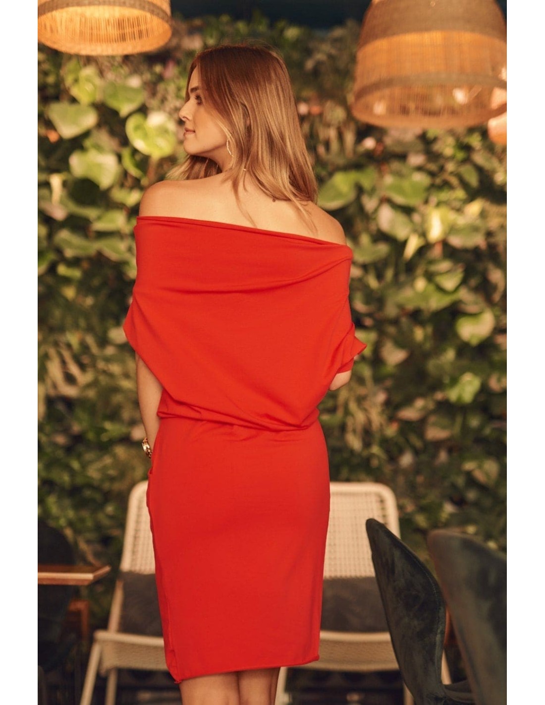 Coral dress with ties 9978 - Online store - Boutique